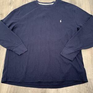 POLO Ralph Lauren Waffle Knit T-Shirt Mens 3XL Thermal Pajama Shirt Blue